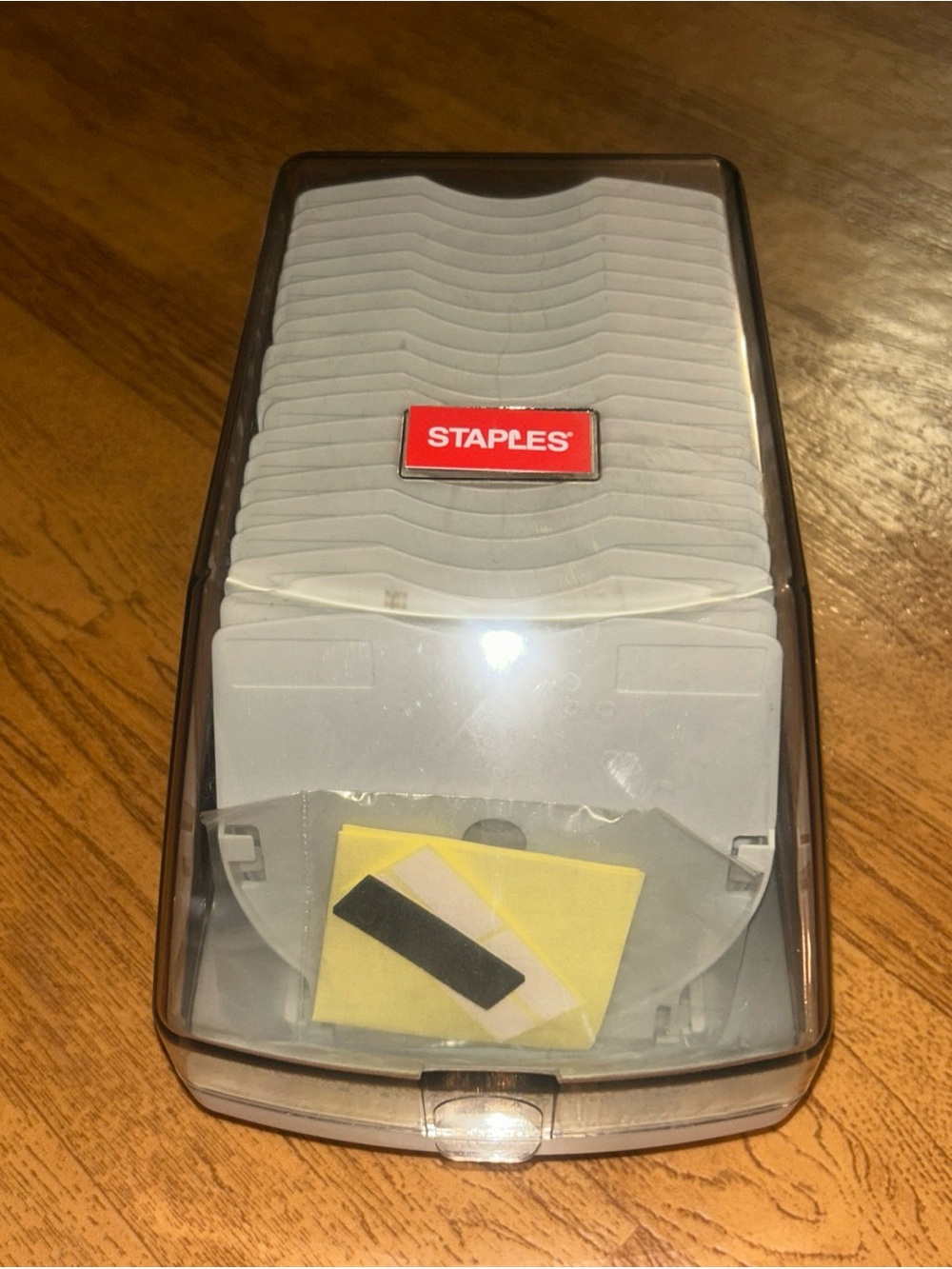 STAPLES Desk File CD/DVD Holder - Gray with Clear Lid